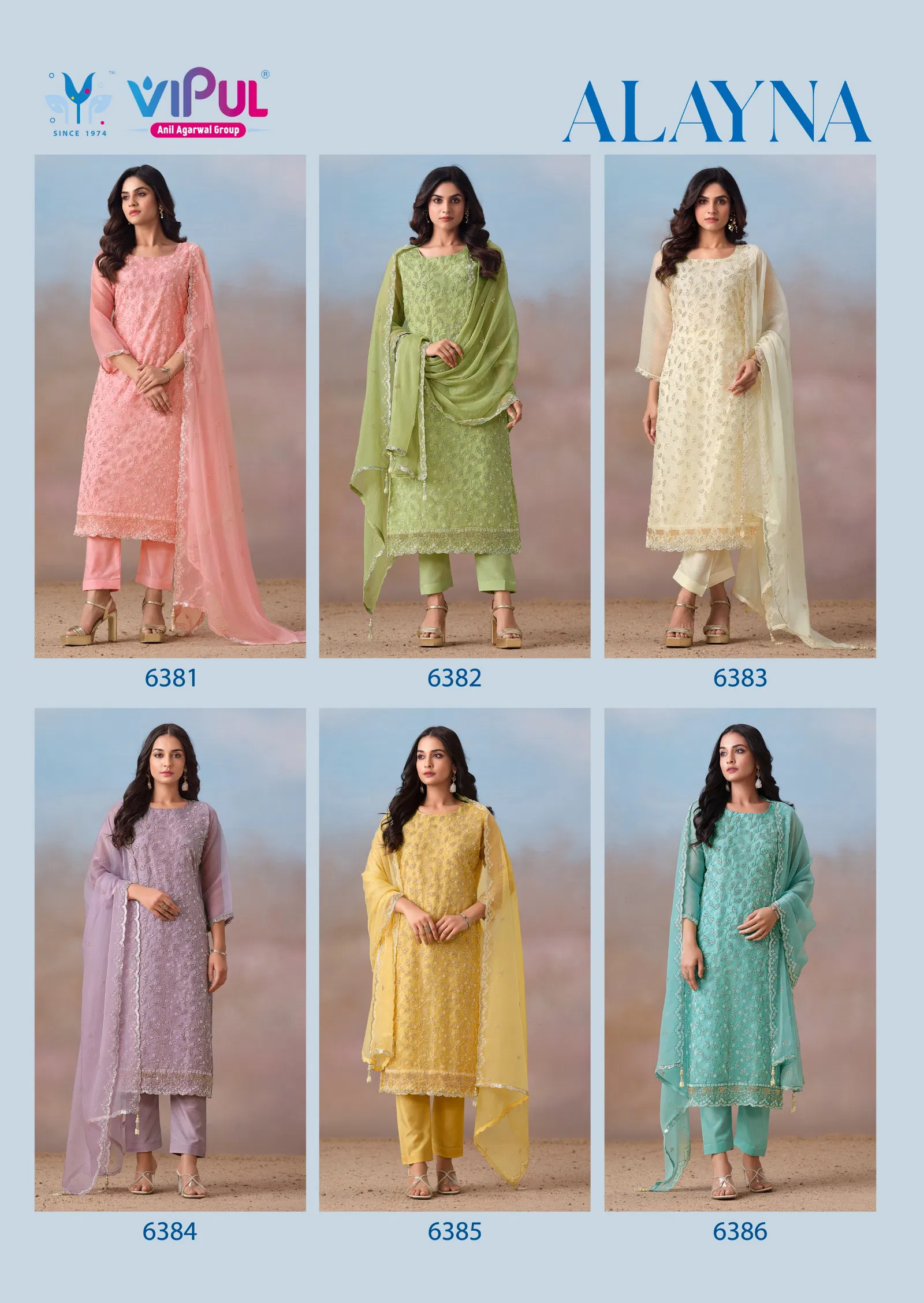 Alayna By Vipul Crinkle Chiffon Embroidery Salwar Suits Wholesale Market In Surat